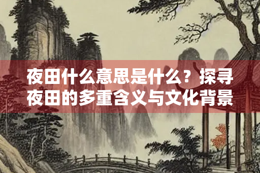 夜田什么意思是什么？探寻夜田的多重含义与文化背景