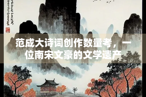 范成大诗词创作数量考，一位南宋文豪的文学遗产