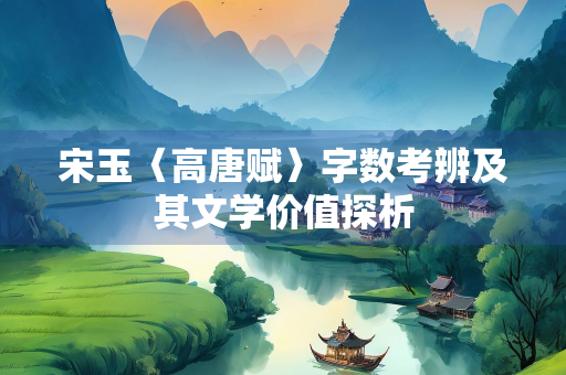 宋玉〈高唐赋〉字数考辨及其文学价值探析