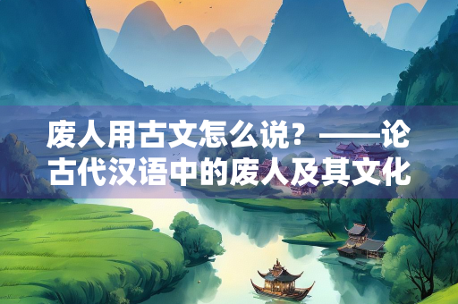 废人用古文怎么说？——论古代汉语中的废人及其文化意蕴