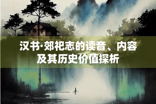 汉书·郊祀志的读音、内容及其历史价值探析