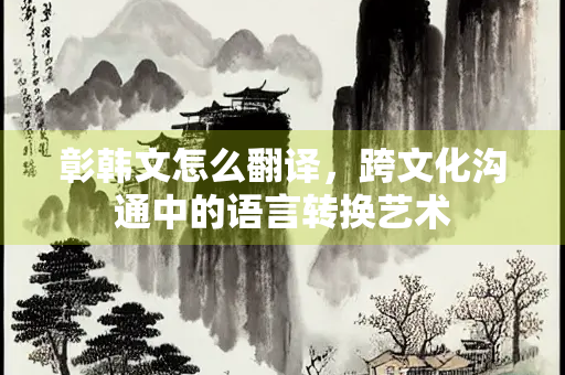 彰韩文怎么翻译，跨文化沟通中的语言转换艺术
