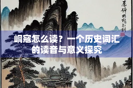 峒寇怎么读？一个历史词汇的读音与意义探究