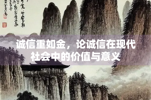 诚信重如金，论诚信在现代社会中的价值与意义