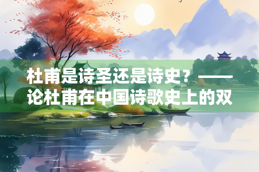 杜甫是诗圣还是诗史？——论杜甫在中国诗歌史上的双重身份