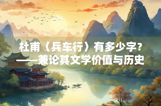 杜甫〈兵车行〉有多少字？——兼论其文学价值与历史意义
