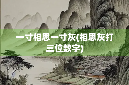 一寸相思一寸灰(相思灰打三位数字) 一寸相思一寸灰(相思灰打三位数字)