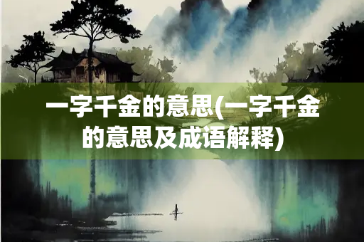 一字千金的意思(一字千金的意思及成语解释) 一字千金的意思(一字千金的意思及成语解释)
