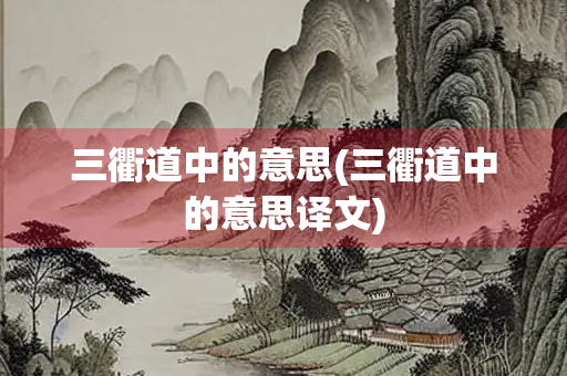 三衢道中的意思(三衢道中的意思译文)