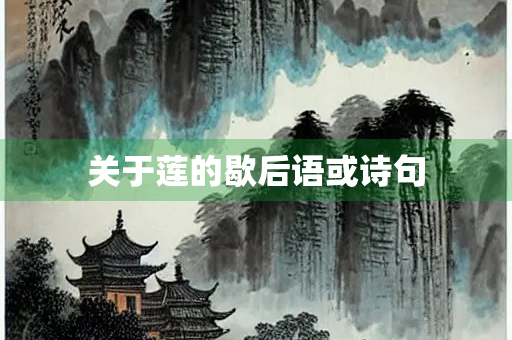 关于莲的歇后语或诗句