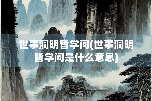 世事洞明皆学问(世事洞明皆学问是什么意思)