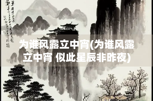 为谁风露立中宵(为谁风露立中宵 似此星辰非昨夜)