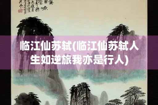 临江仙苏轼(临江仙苏轼人生如逆旅我亦是行人)