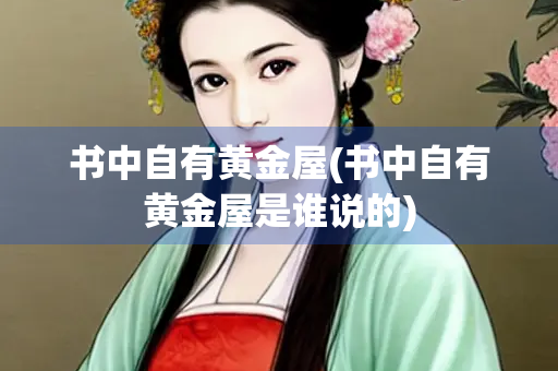 书中自有黄金屋(书中自有黄金屋是谁说的) 书中自有黄金屋(书中自有黄金屋是谁说的)