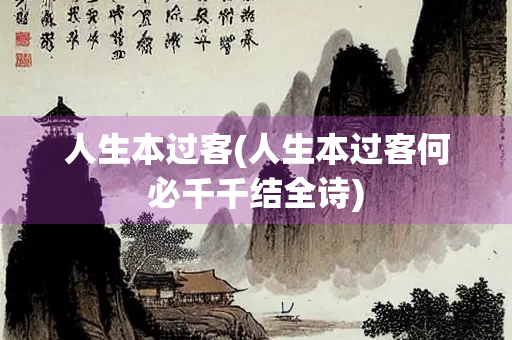 人生本过客(人生本过客何必千千结全诗)