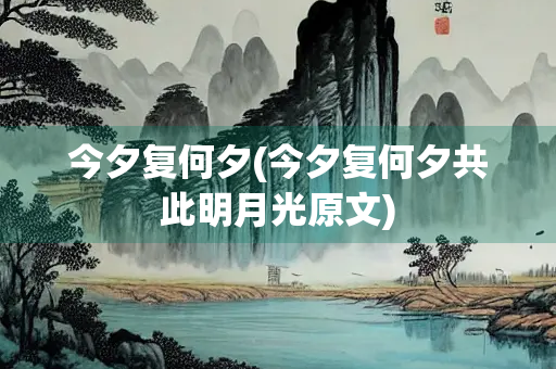 今夕复何夕(今夕复何夕共此明月光原文)
