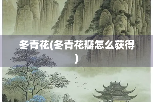 冬青花(冬青花瓣怎么获得) 冬青花(冬青花瓣怎么获得)