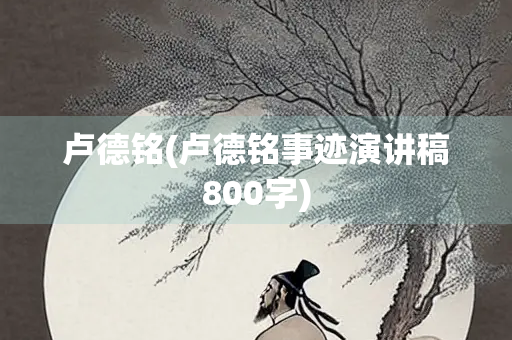 卢德铭(卢德铭事迹演讲稿800字)