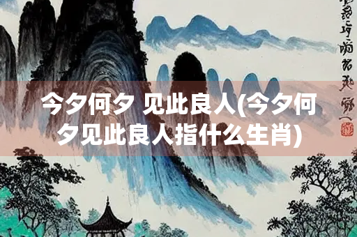 今夕何夕 见此良人(今夕何夕见此良人指什么生肖)