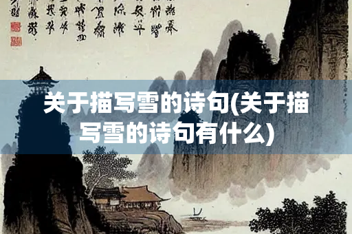关于描写雪的诗句(关于描写雪的诗句有什么)