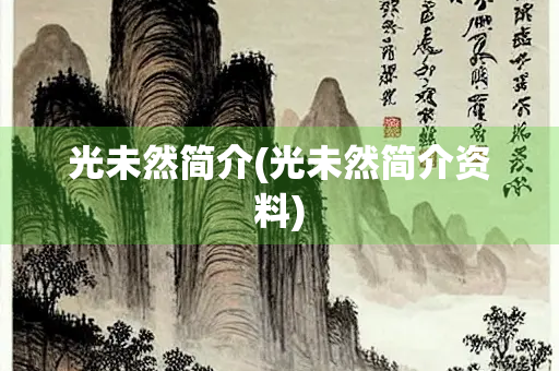 光未然简介(光未然简介资料)