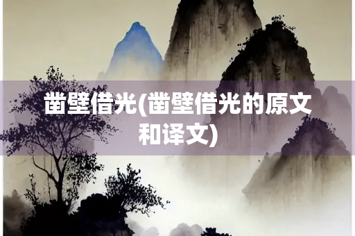 凿壁借光(凿壁借光的原文和译文)