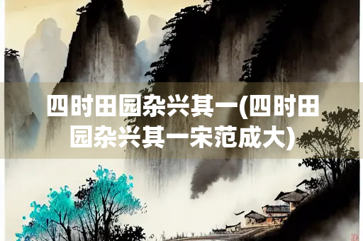 四时田园杂兴其一(四时田园杂兴其一宋范成大) 四时田园杂兴其一(四时田园杂兴其一宋范成大)