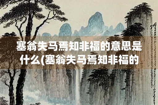塞翁失马焉知非福的意思是什么(塞翁失马焉知非福的意思是什么相近)