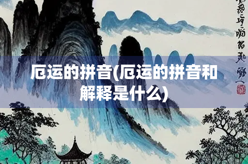 厄运的拼音(厄运的拼音和解释是什么) 厄运的拼音(厄运的拼音和解释是什么)