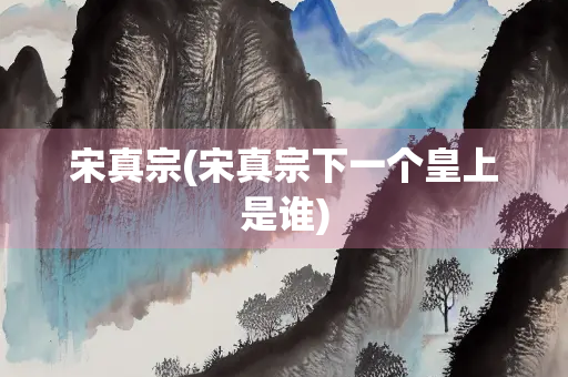 宋真宗(宋真宗下一个皇上是谁)