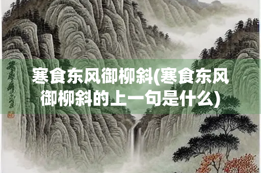 寒食东风御柳斜(寒食东风御柳斜的上一句是什么)