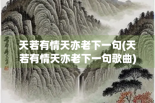 天若有情天亦老下一句(天若有情天亦老下一句歌曲)