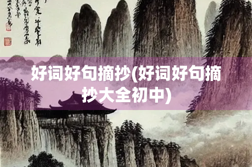 好词好句摘抄(好词好句摘抄大全初中)