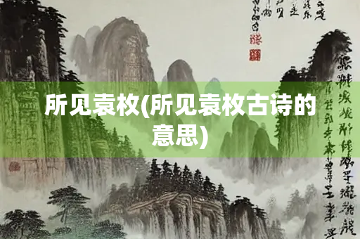 所见袁枚(所见袁枚古诗的意思) 所见袁枚(所见袁枚古诗的意思)