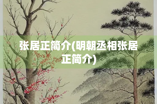 张居正简介(明朝丞相张居正简介)