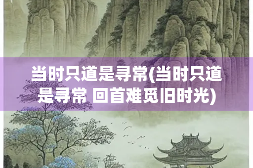 当时只道是寻常(当时只道是寻常 回首难觅旧时光) 当时只道是寻常(当时只道是寻常 回首难觅旧时光)