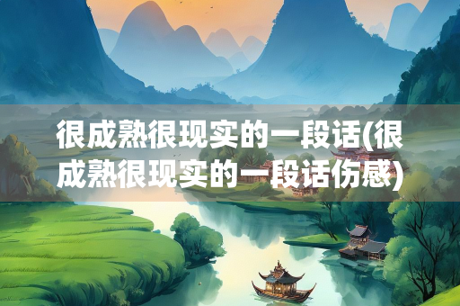 很成熟很现实的一段话(很成熟很现实的一段话伤感) 很成熟很现实的一段话(很成熟很现实的一段话伤感)