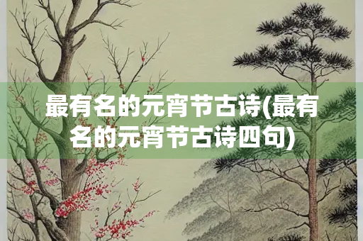 最有名的元宵节古诗(最有名的元宵节古诗四句)