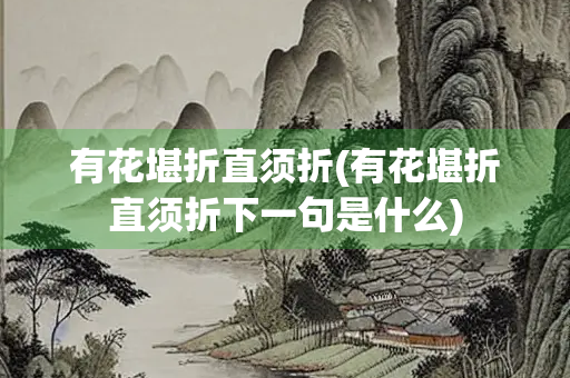 有花堪折直须折(有花堪折直须折下一句是什么)