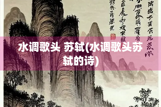 水调歌头 苏轼(水调歌头苏轼的诗)