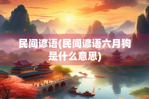 民间谚语(民间谚语六月狗是什么意思)
