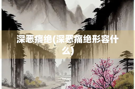 深恶痛绝(深恶痛绝形容什么)