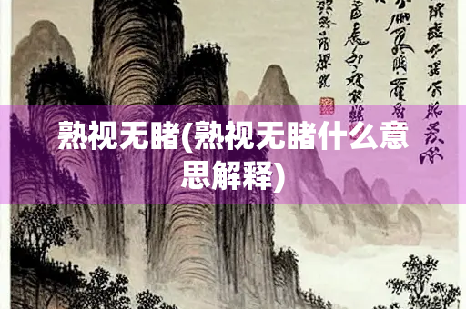 熟视无睹(熟视无睹什么意思解释)