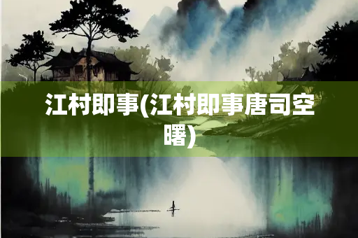 江村即事(江村即事唐司空曙) 江村即事(江村即事唐司空曙)