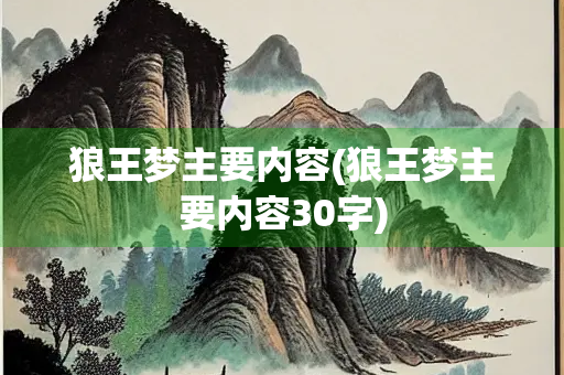 狼王梦主要内容(狼王梦主要内容30字)