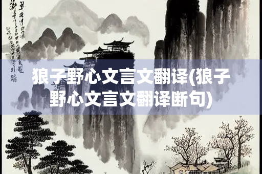 狼子野心文言文翻译(狼子野心文言文翻译断句)