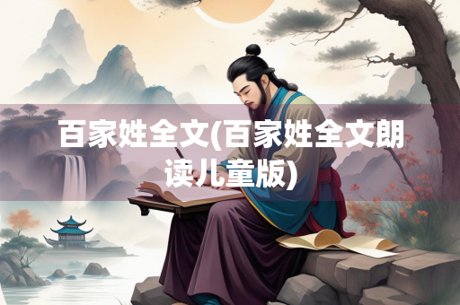 百家姓全文(百家姓全文朗读儿童版)