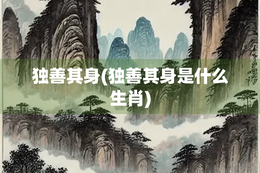 独善其身(独善其身是什么生肖)