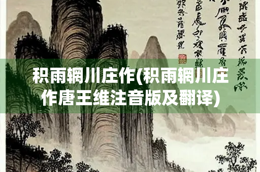 积雨辋川庄作(积雨辋川庄作唐王维注音版及翻译)