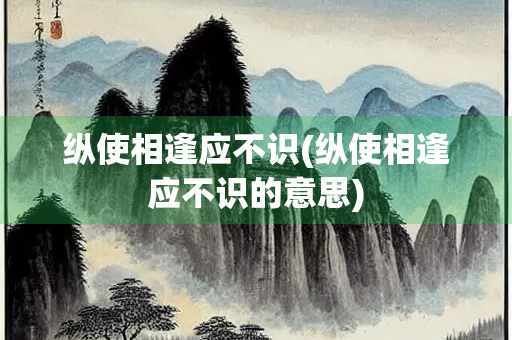 纵使相逢应不识(纵使相逢应不识的意思)